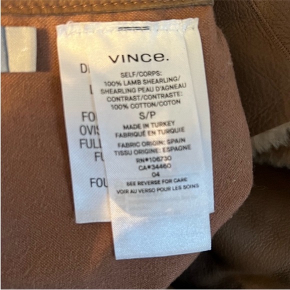 Vince camel shawl collar reversible shearling leather coat with hood jacket S - Picture 9 of 11